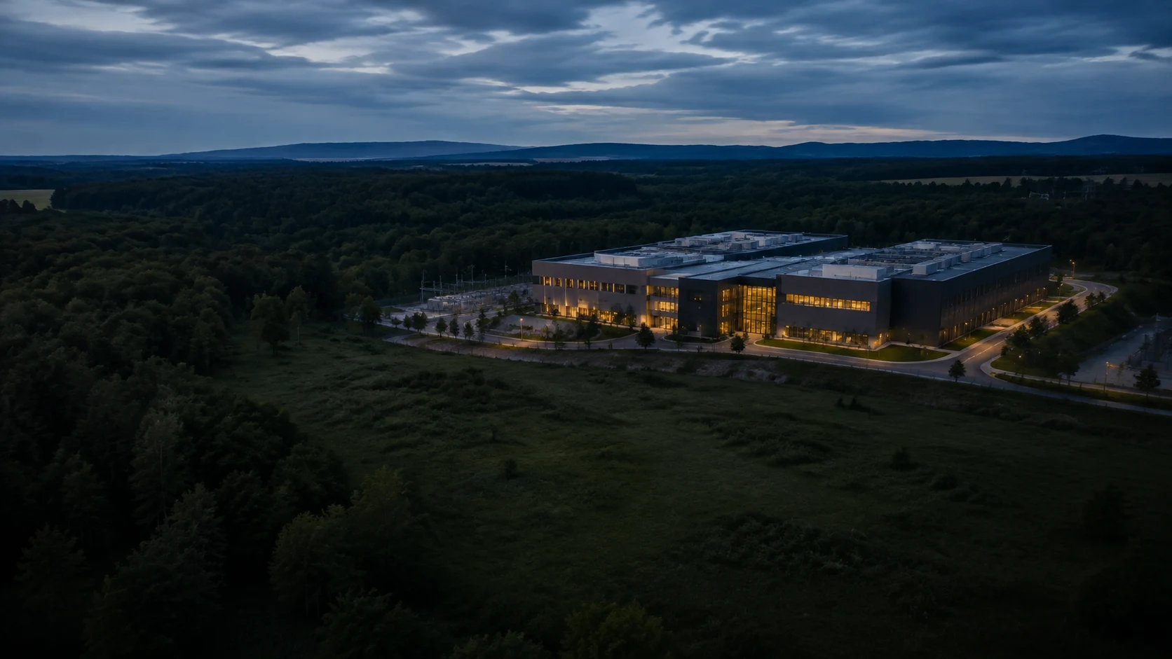 Illustrative data center architecture at the edge of a forest